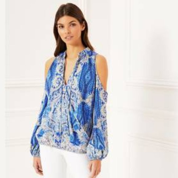 Next Women's Paisley Print Cold Shoulder Boho Blouse Top - Picture 2 of 2